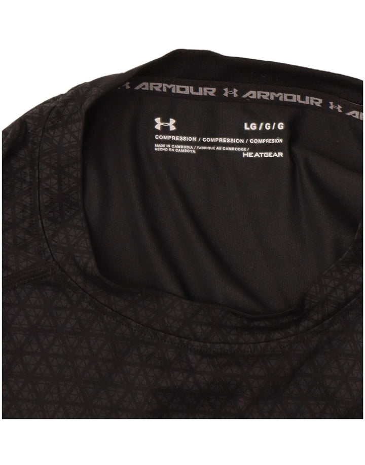 UNDER ARMOUR T-Shirt Heat Gear Homme Large Gris Géométrique Synthétique