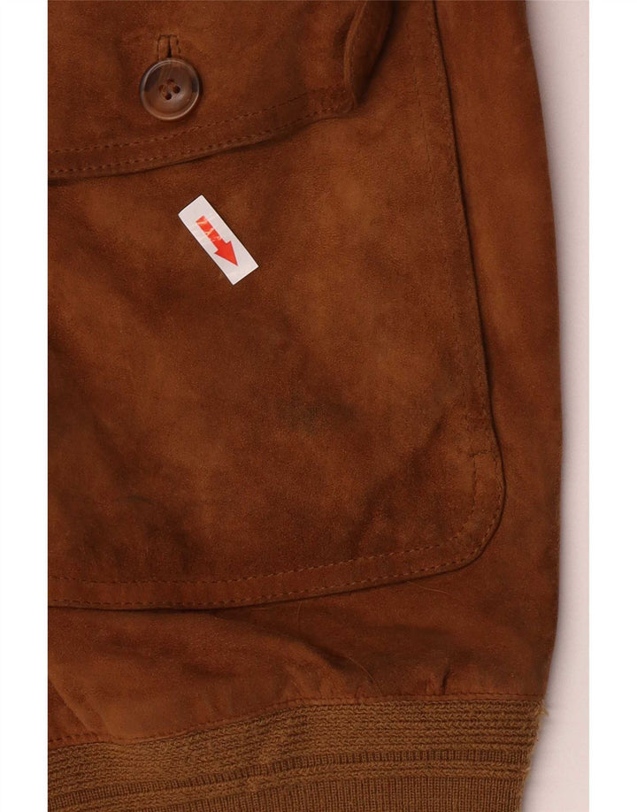 vintage Mens Suede Bomber Jacket IT 50 Grand Brun