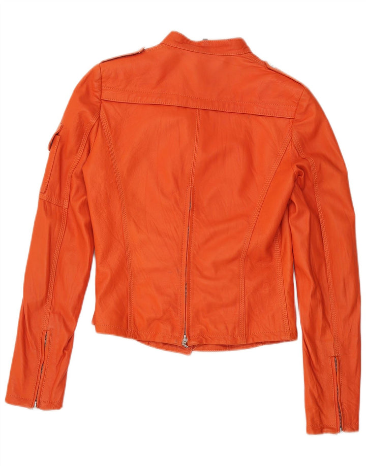 Sitelli Veste en cuir militaire pour femme IT 40 Petit cuir orange