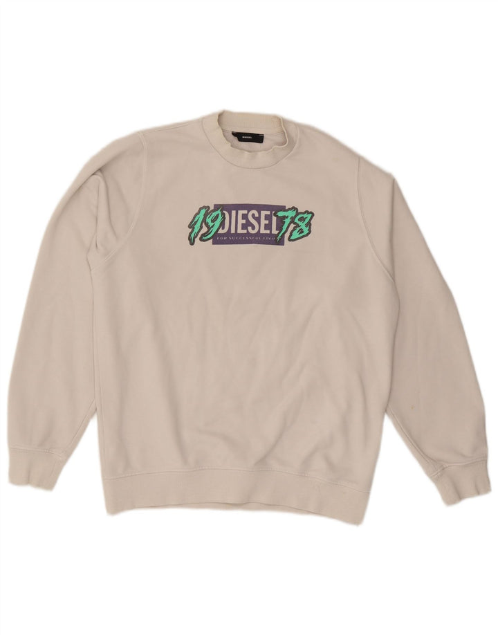 DIESEL Mens Graphic Sweatshirt Jumper XS White Cotton Vintage Diesel and Second-Hand Diesel from Messina Hembry 