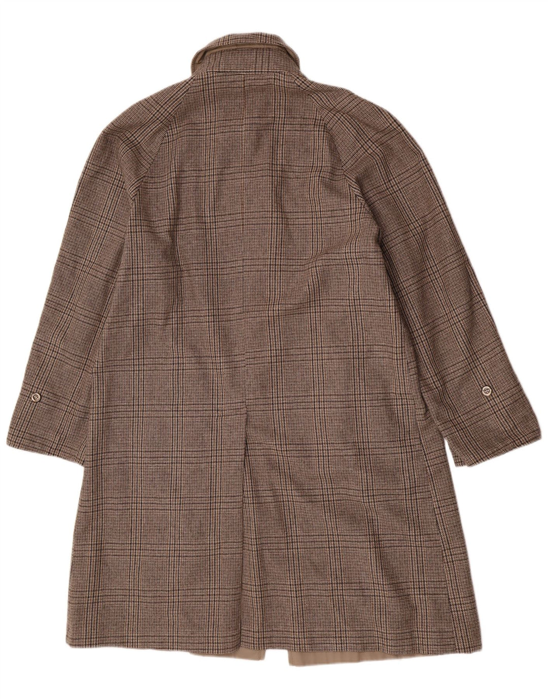 vintage Mens Réversible Pardessus UK 40 Grand Beige Check Polyester
