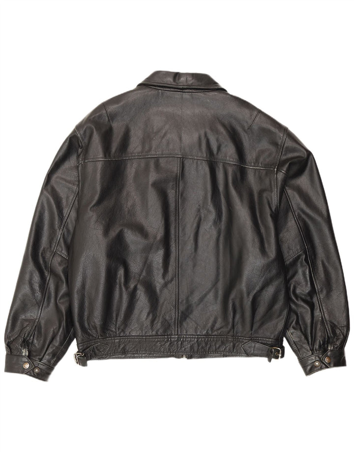 veste en cuir bomber homme vintage IT 54 2XL cuir noir