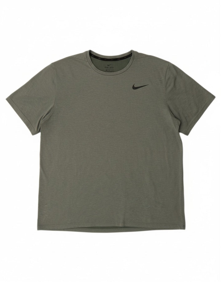 NIKE Mens Dri Fit T-Shirt Top 2XL Green Cotton
