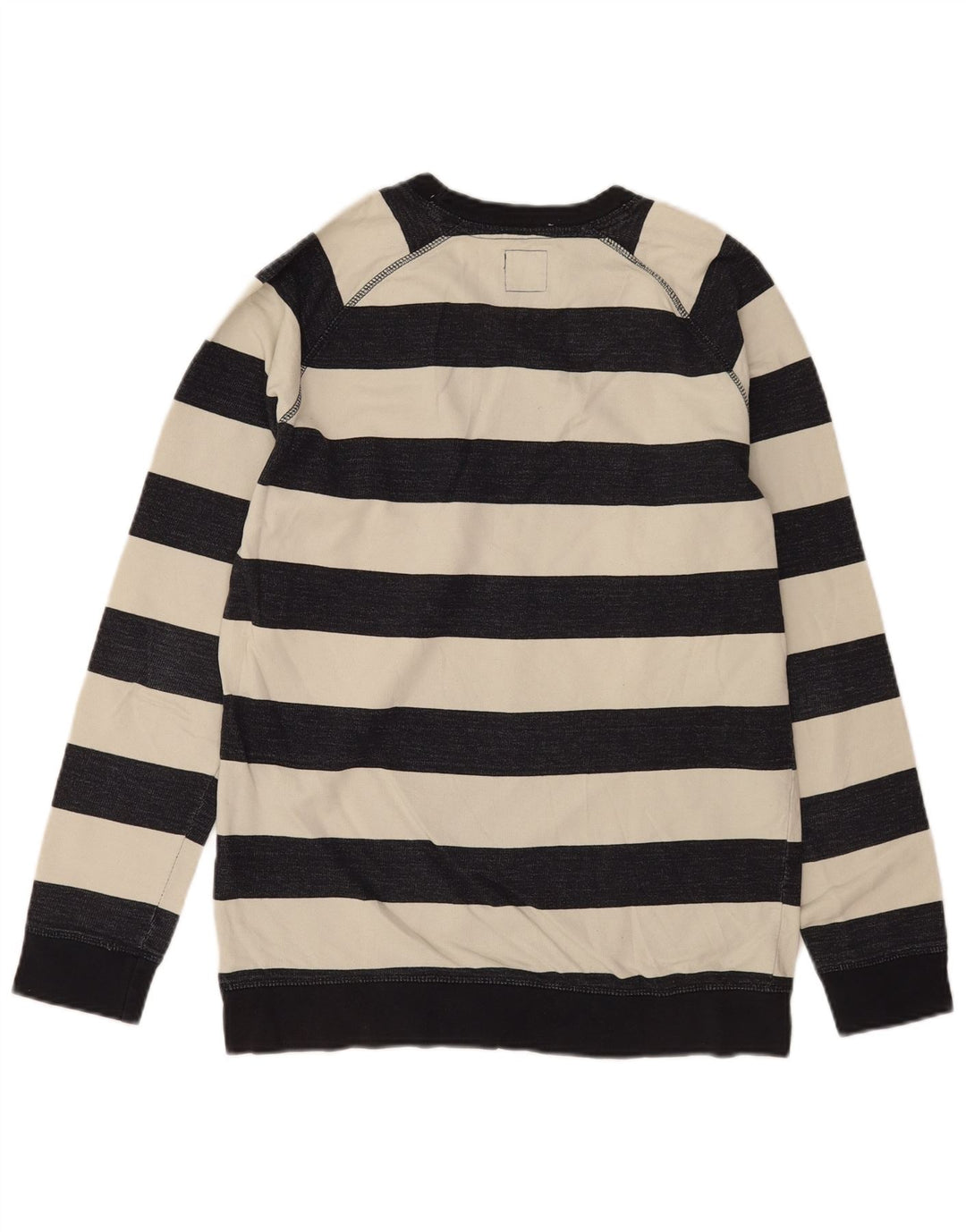 Zara Homme Sweatshirt Jumper XL Blanc Cassé Rayé Coton