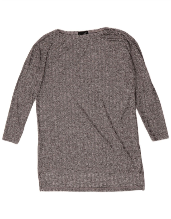 Zara Femme Top Manches Longues UK 12 Gris Moyen