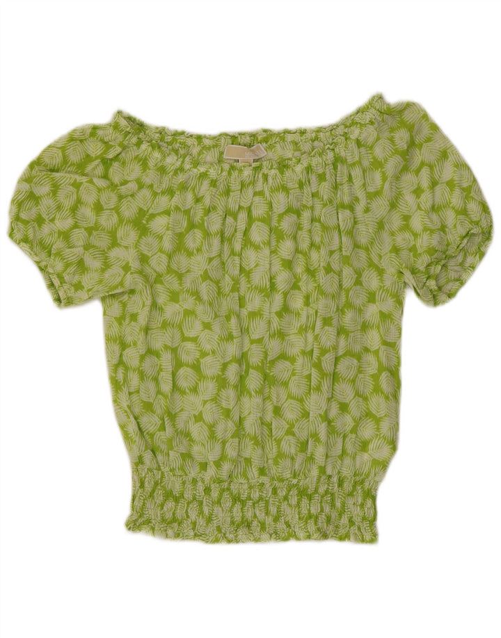 MICHAEL KORS Haut surdimensionné à épaules dénudées pour femme UK 10 Petit vert floral