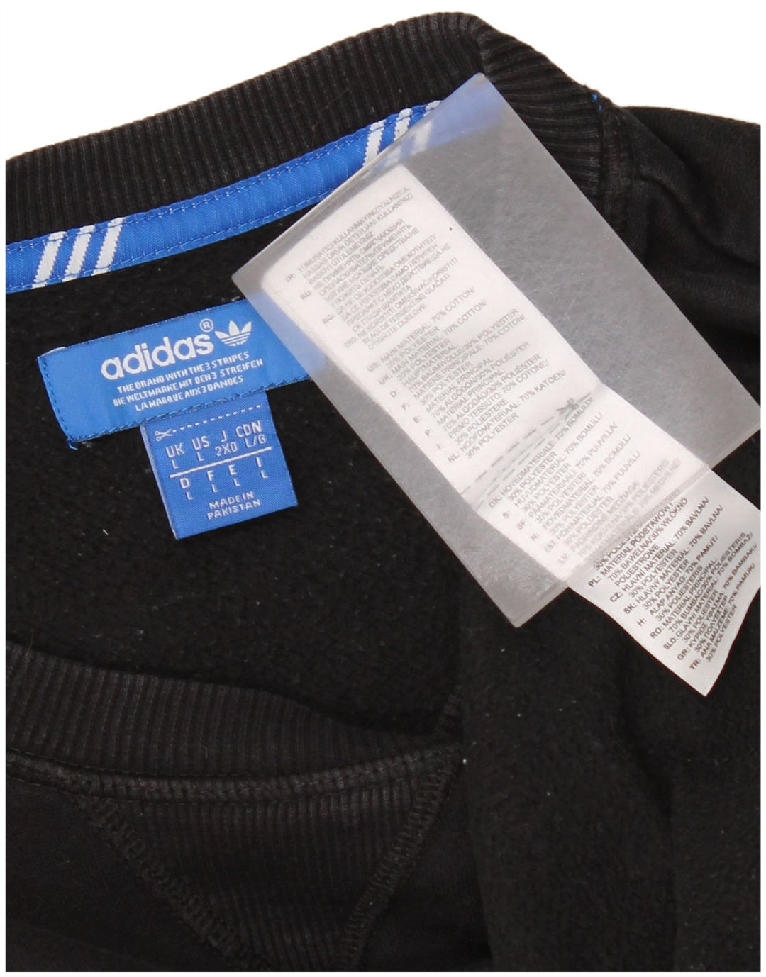 Adidas Sweat-shirt graphique pour homme en coton noir Taille L