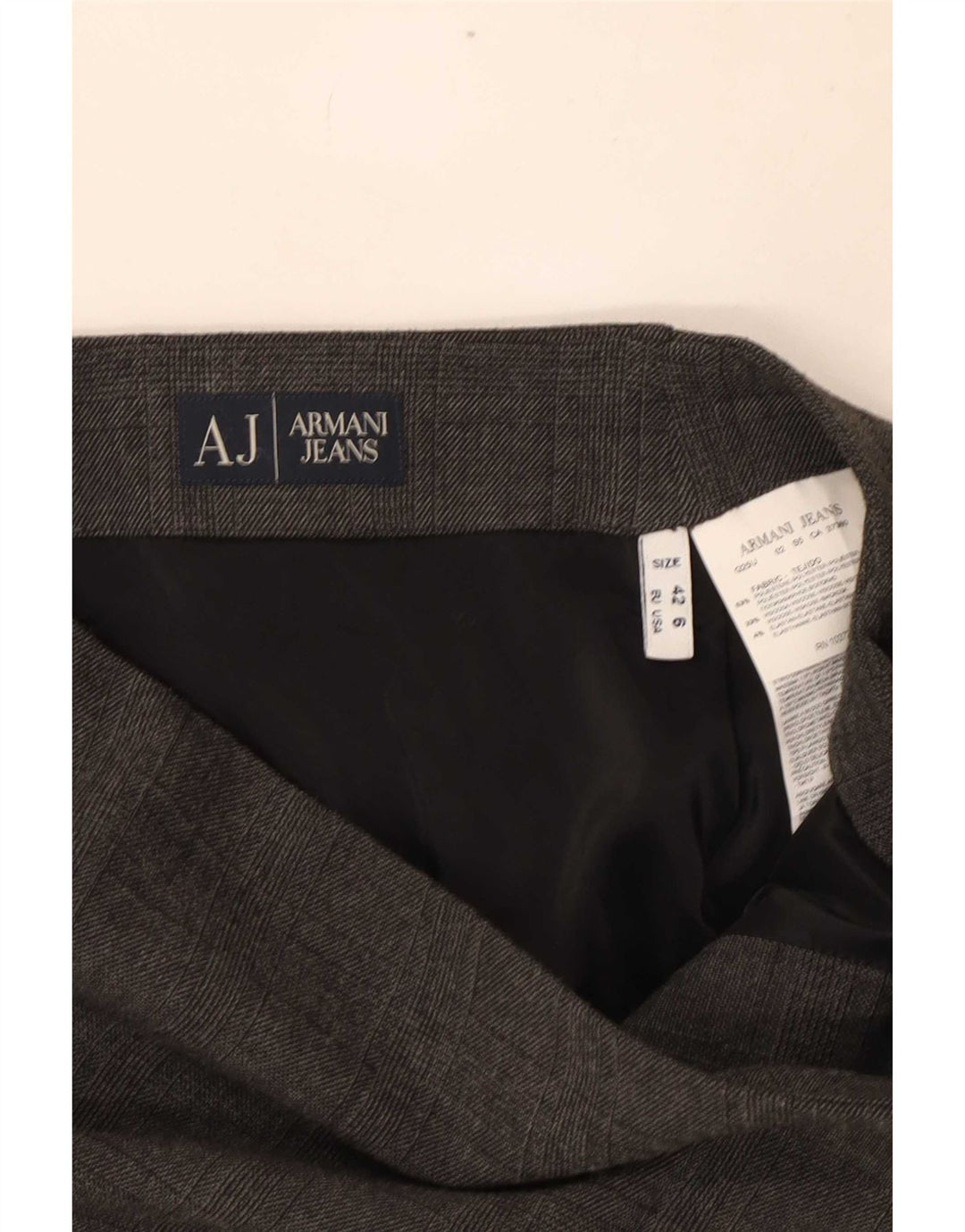 Armani Jupe portefeuille pour femme US 6 Medium W28 Gris à carreaux Polyester