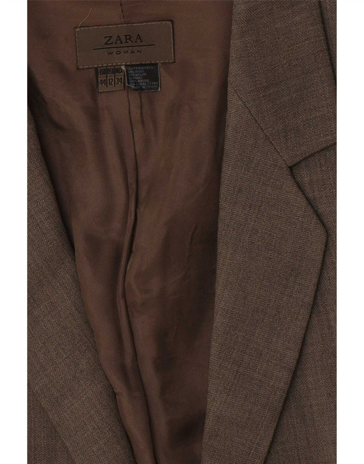 Zara Veste Blazer 1 Bouton Femme EU 44 XL Laine Marron