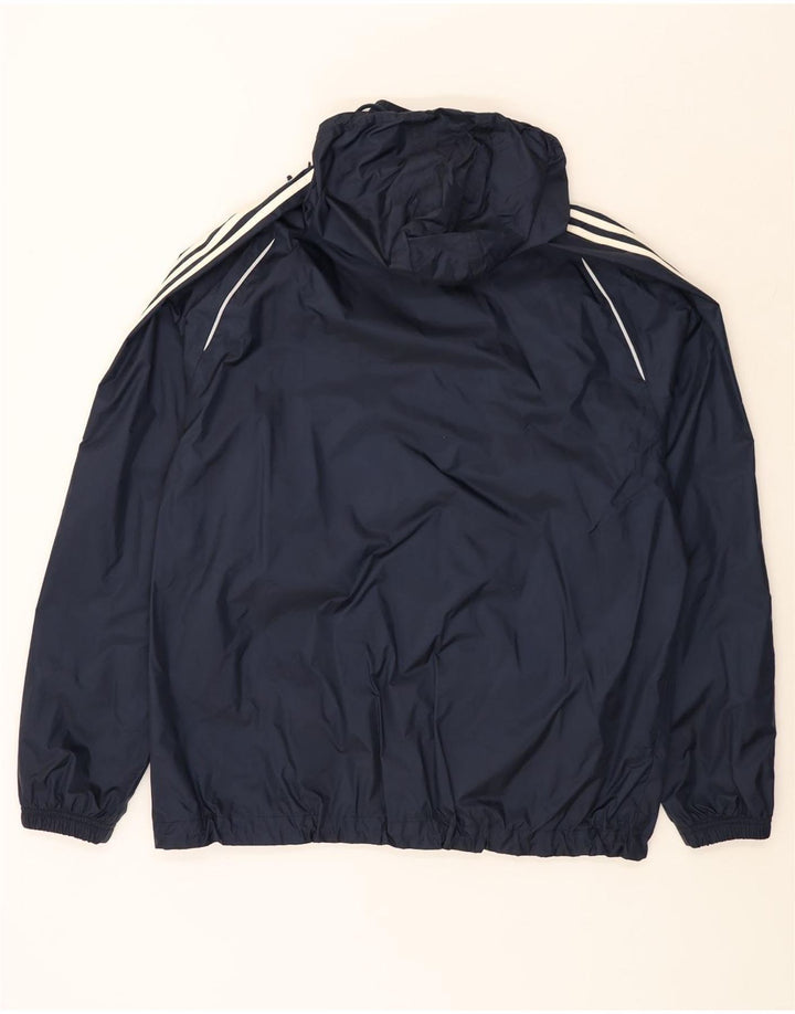 ADIDAS Veste de pluie à capuche pour homme UK 40 Large Bleu Marine Nylon