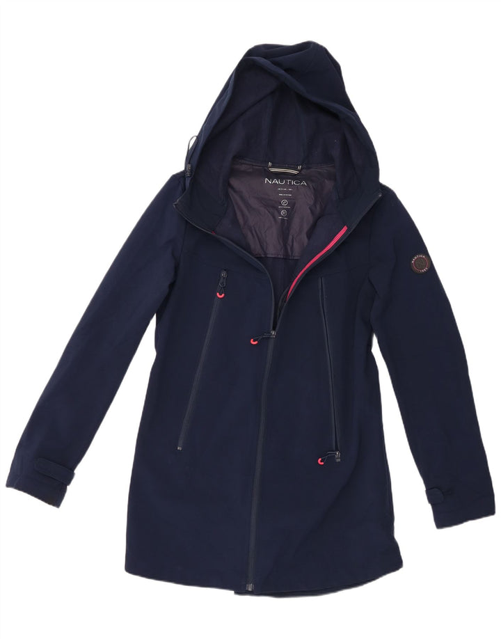 Nautica Veste de pluie à capuche pour femme UK 14 Large Bleu marine Polyester