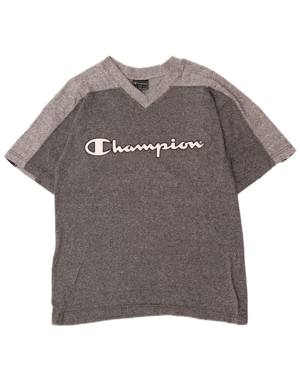 Champion T-Shirt Graphique Homme Petit Gris Colorblock Coton