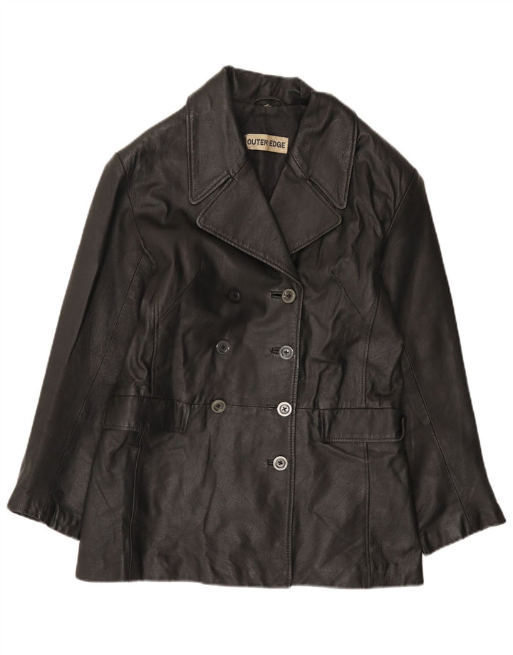 Outer Edge Veste en cuir pour femme UK 14 Cuir noir moyen