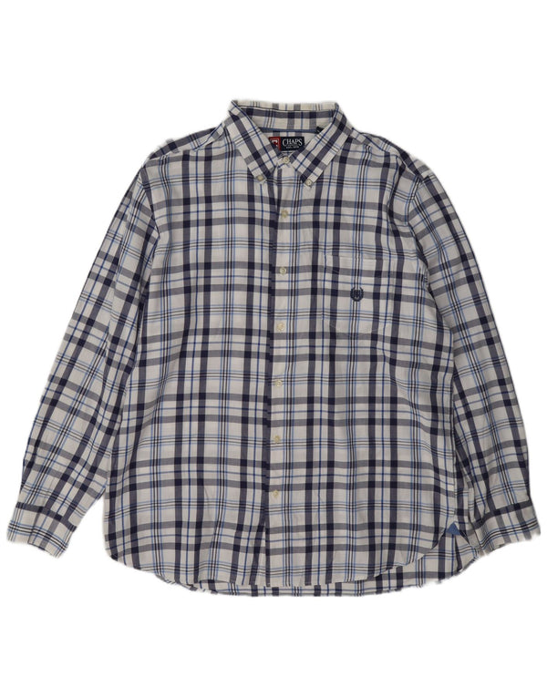 Chaps Chemise Flanelle Homme XL Bleu Marine Plaid Coton