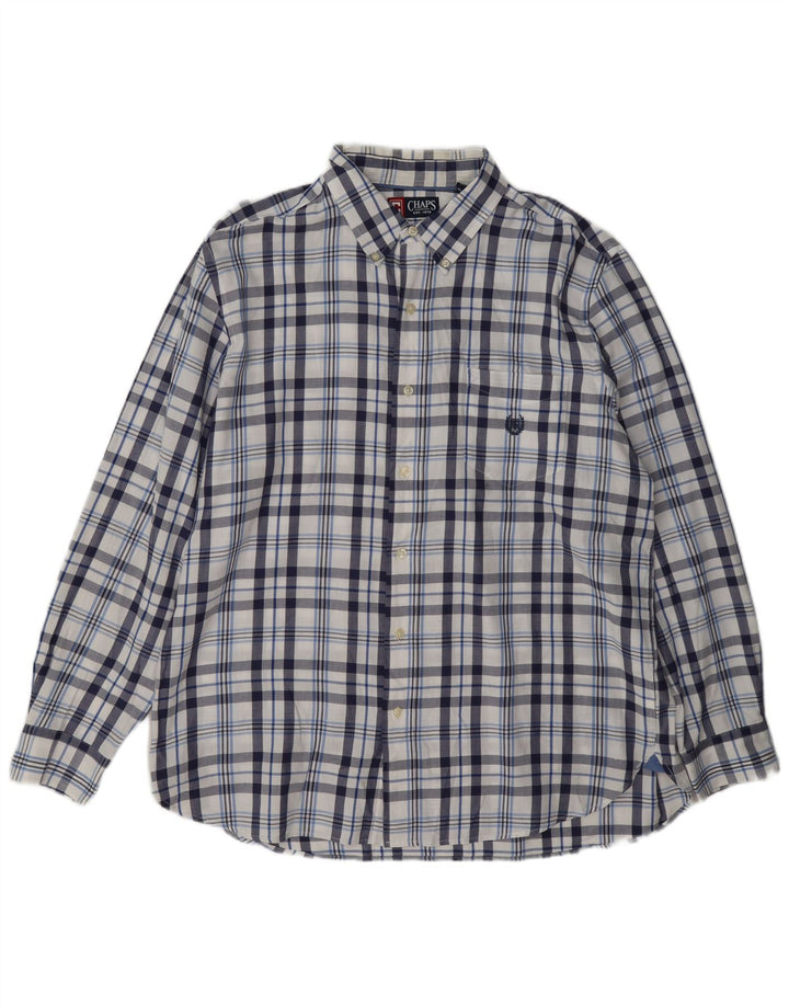 Chaps Chemise Flanelle Homme XL Bleu Marine Plaid Coton
