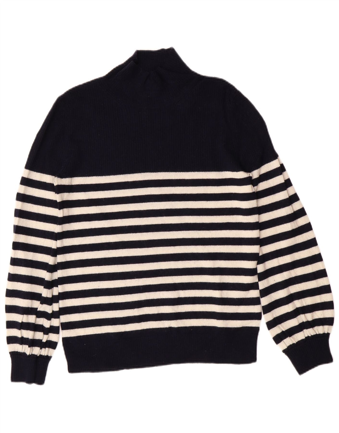 WHISTLES Pull à col roulé pour femme UK 10 Petit Bleu marine rayé