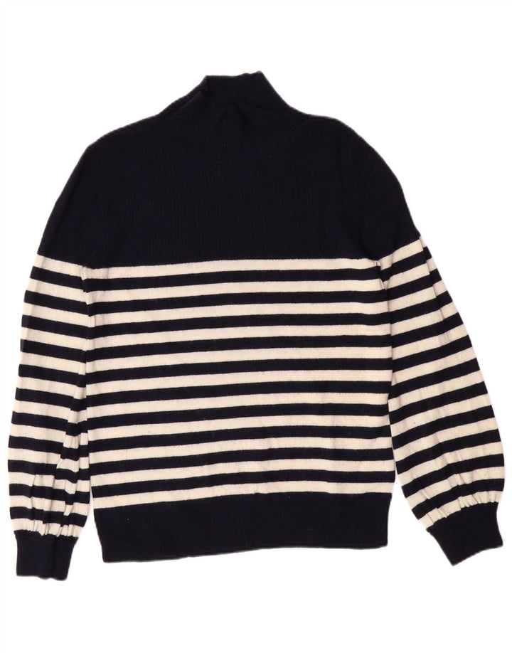 WHISTLES Pull à col roulé pour femme UK 10 Petit Bleu marine rayé