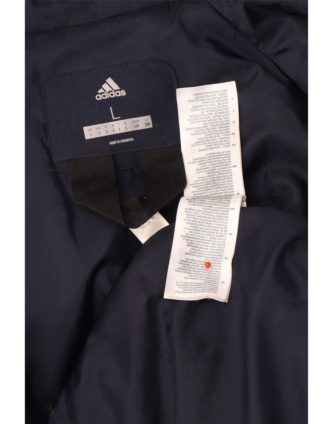 Adidas Veste coupe-vent à capuche pour homme UK 40 Large Bleu marine Polyester