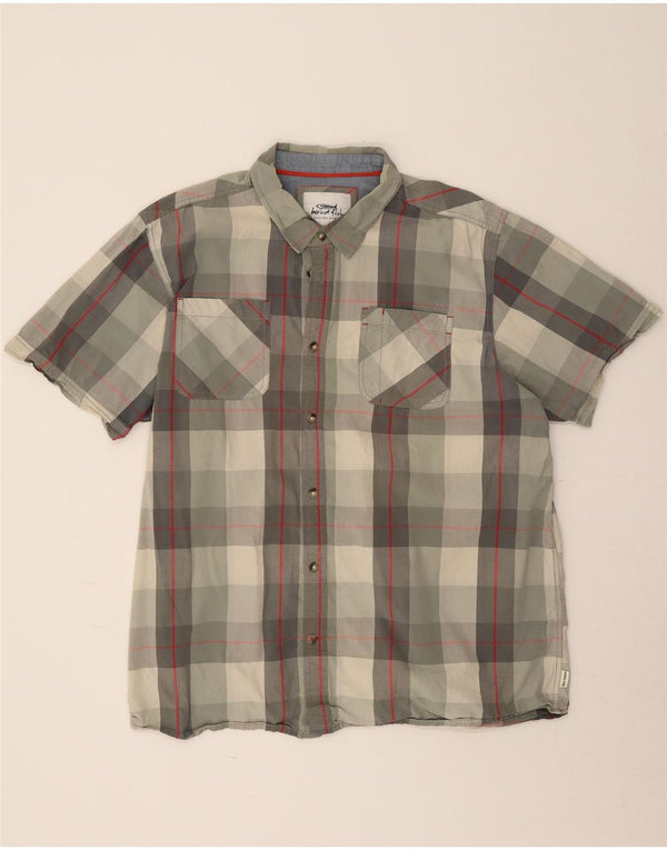 Weird Fish Chemise à manches courtes pour homme 3XL en coton à carreaux kaki