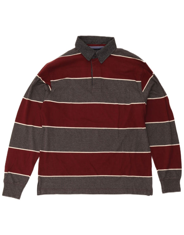 Gant Polo de rugby à manches longues pour homme XL en coton rayé bordeaux