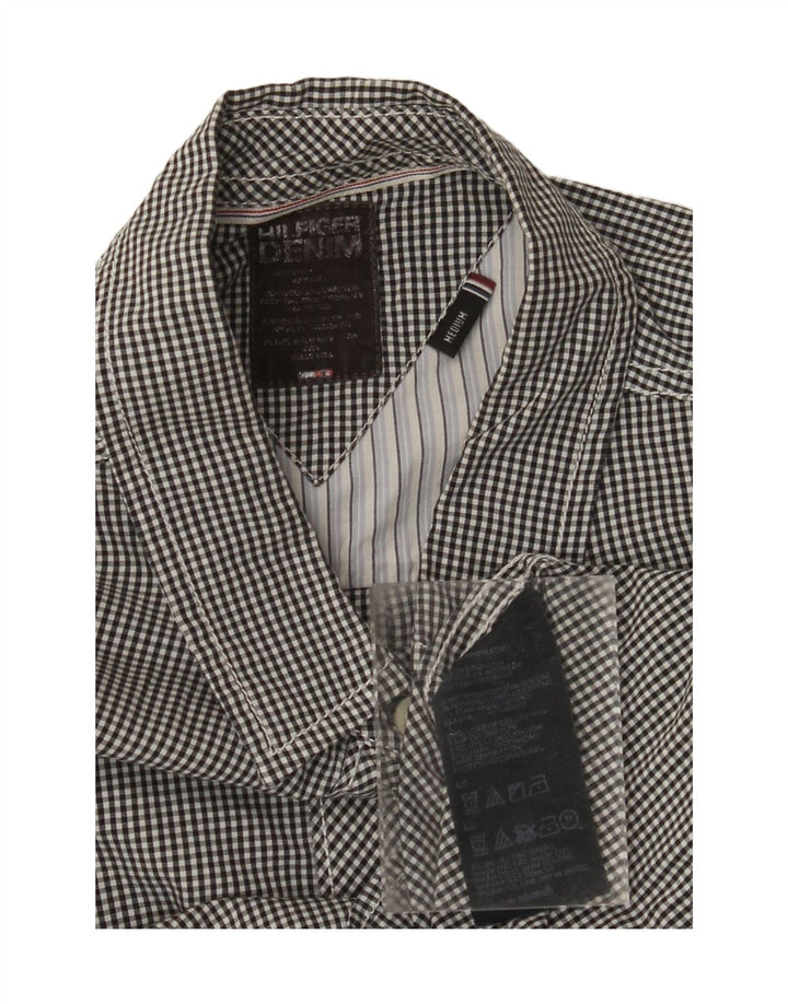 TOMMY HILFIGER Womens Shirt UK 12 Medium Black Gingham Cotton
