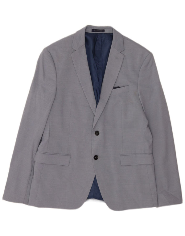 Zara Veste Blazer 2 Boutons Homme EU 52 Grand Bleu Polyester