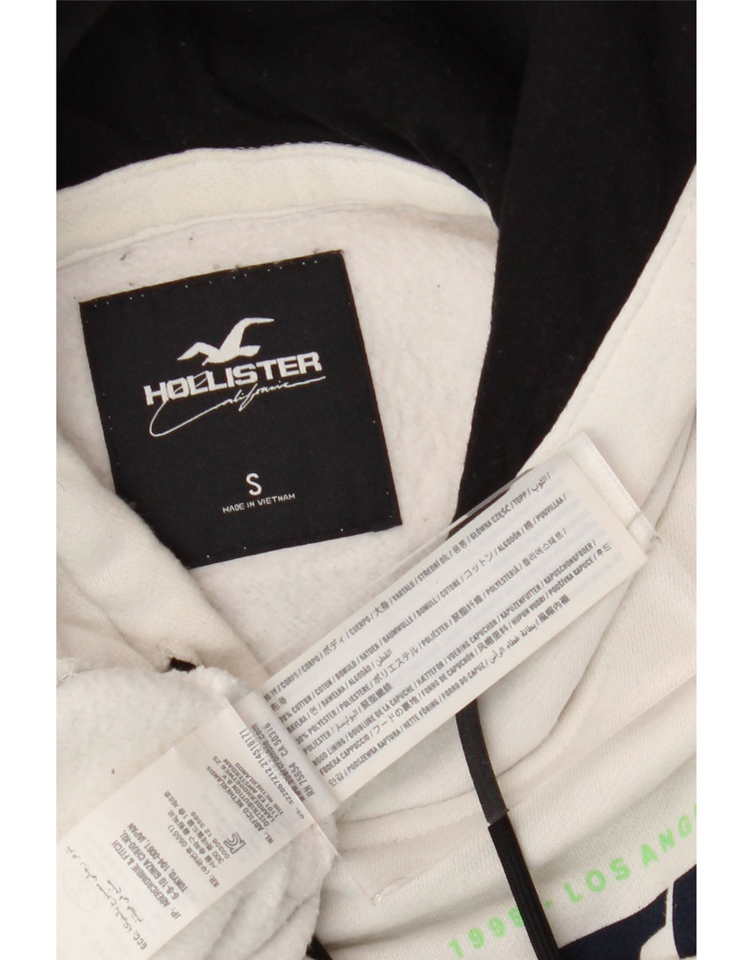 HOLLISTER Pull à capuche graphique pour homme Small Blanc Coton