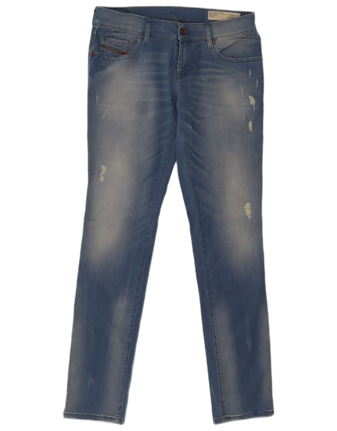 Diesel Femme Grupee Jean Slim En Détresse W28 L32 Bleu Coton