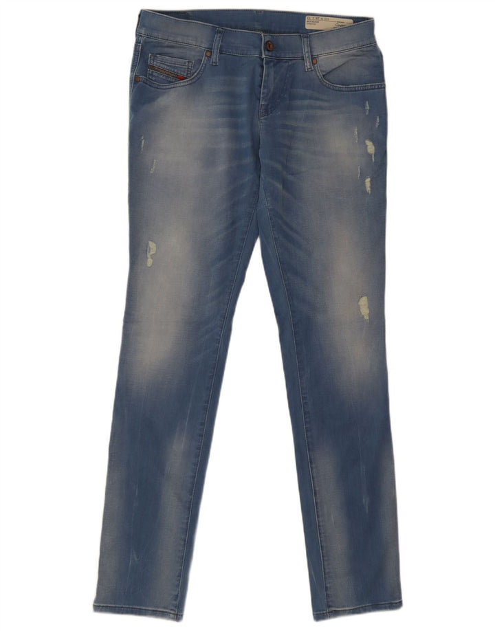 Diesel Femme Grupee Jean Slim En Détresse W28 L32 Bleu Coton