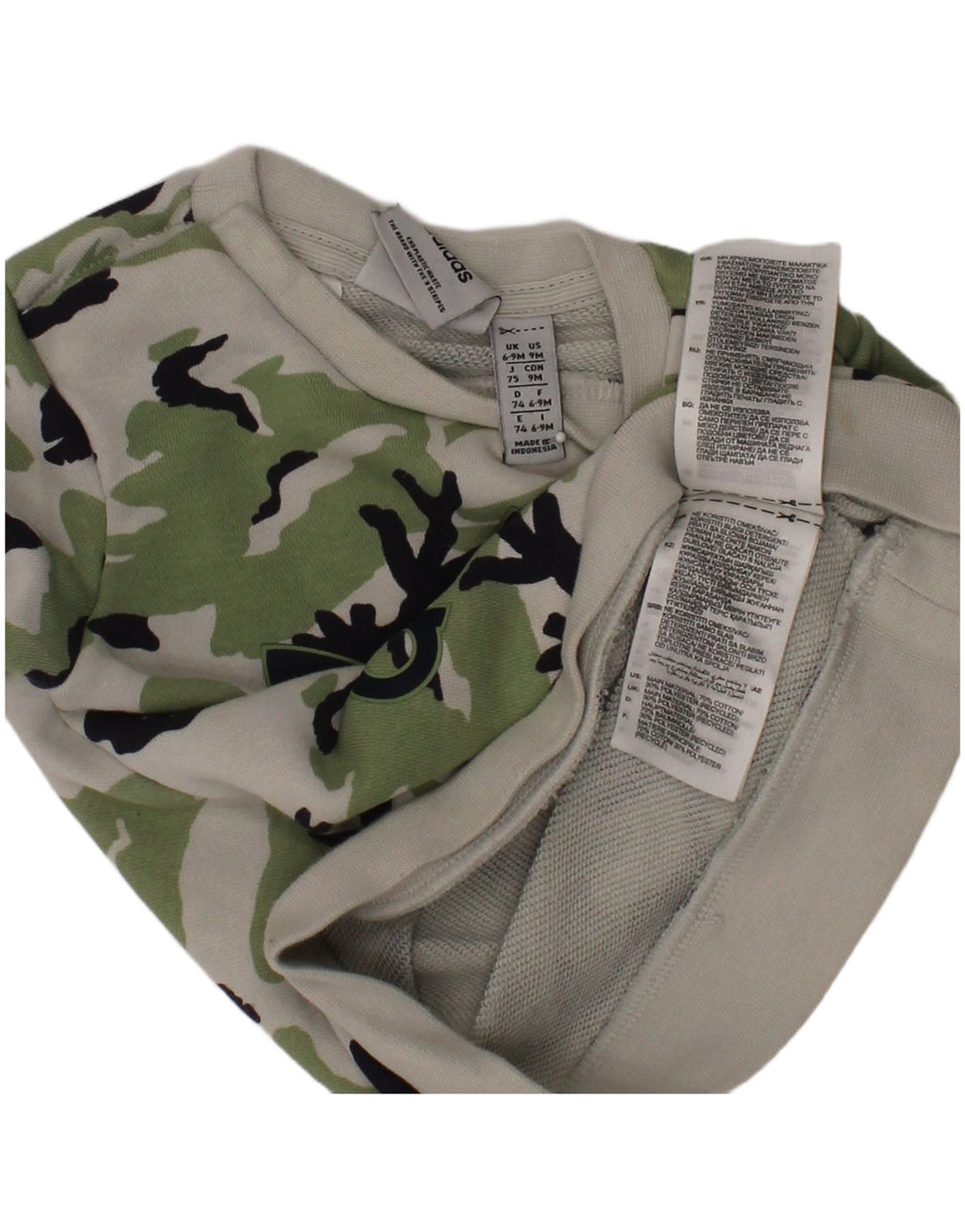 ADIDAS Baby Boys Graphic Sweatshirt Jumper 6-9 Months Green Camouflage