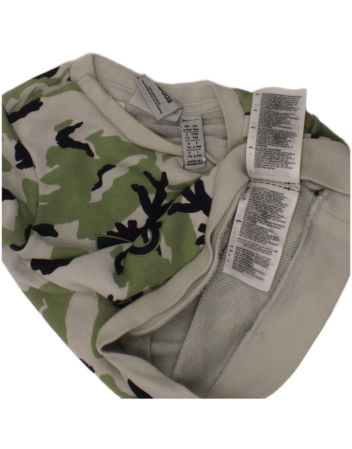 ADIDAS Baby Boys Graphic Sweatshirt Jumper 6-9 Months Green Camouflage