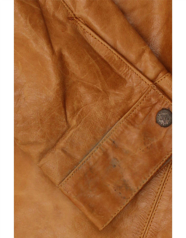 MDK Mens Leather Jacket UK 44 2XL Brown Leather