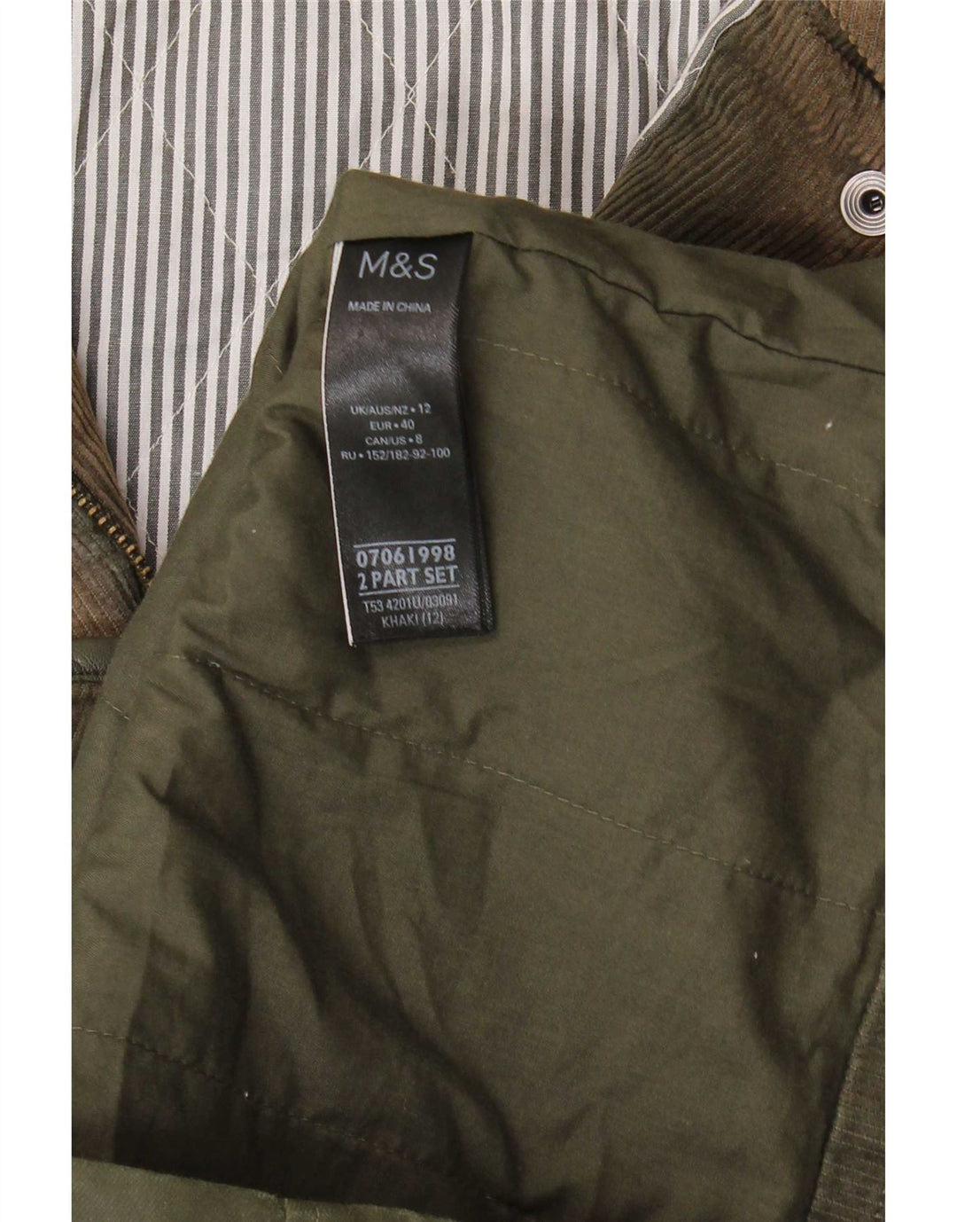 Marks & Spencer Veste à capuche en coton ciré pour femme UK 12 Kaki moyen