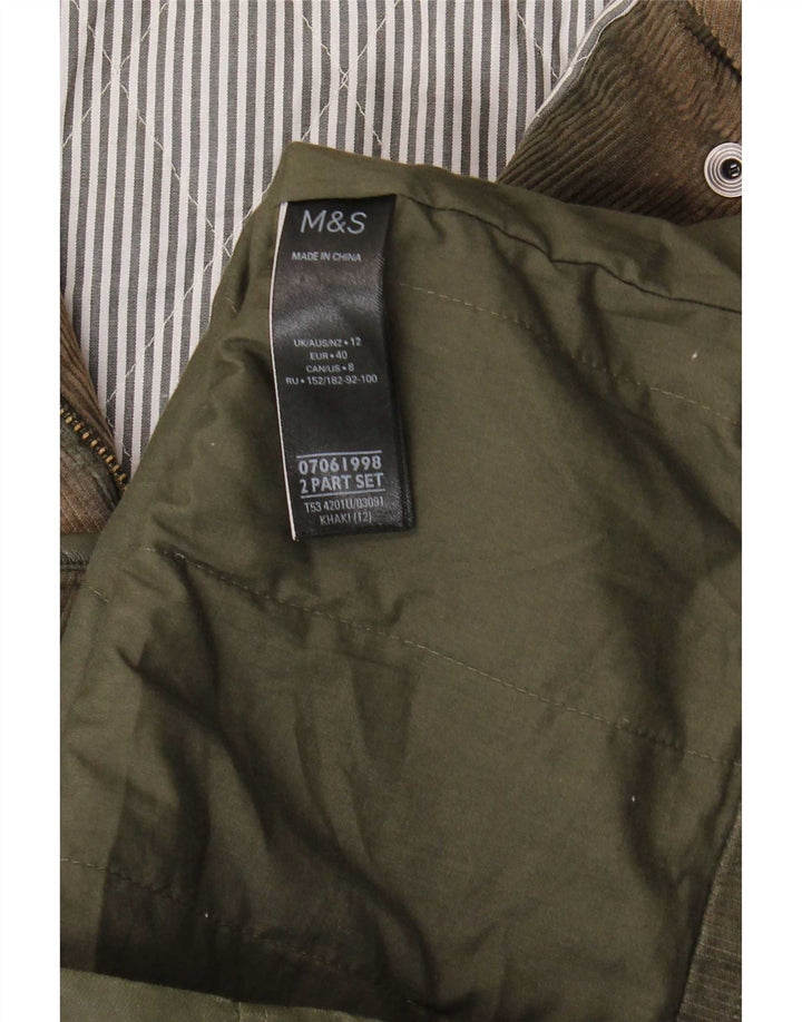 Marks & Spencer Veste à capuche en coton ciré pour femme UK 12 Kaki moyen