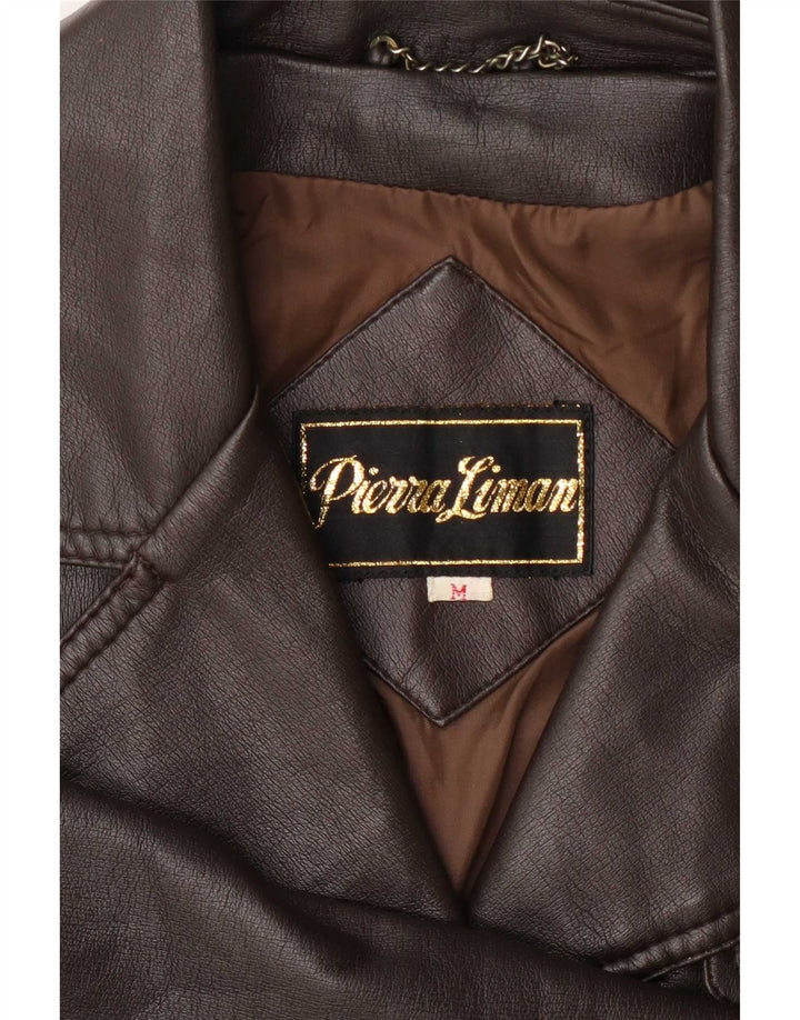 manteau en cuir femme vintage UK 12 Brun moyen