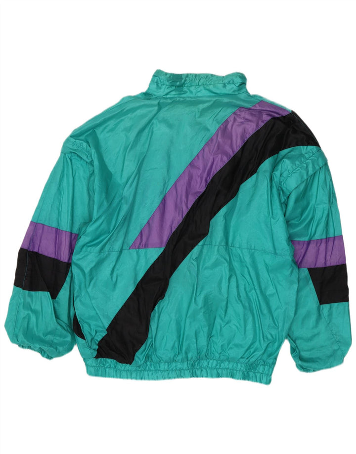 vintage Mens Survêtement Top Veste Grand Vert Colourblock Polyamide
