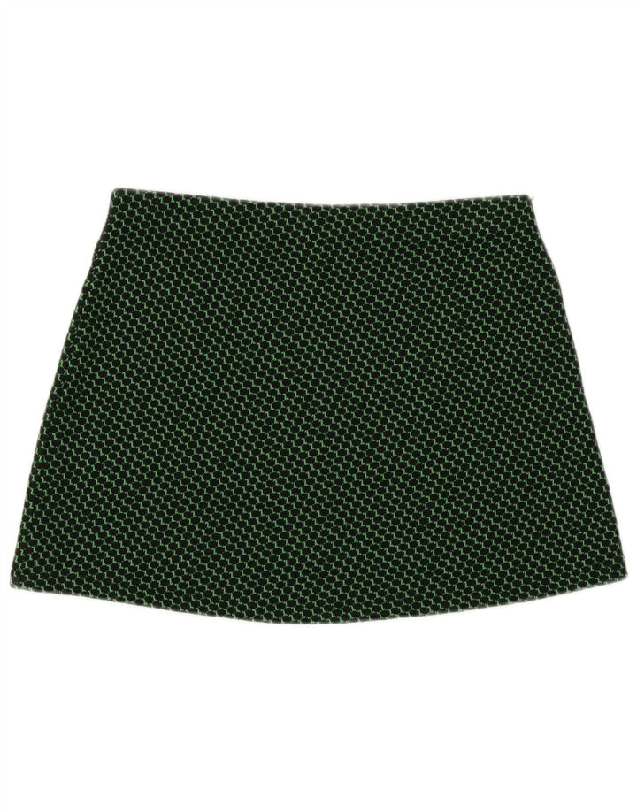 Zara Womens Knit Mini Jupe Large W30 Vert Géométrique