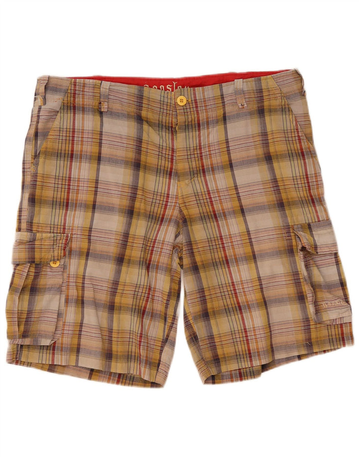 Boosley Short Cargo Homme W36 Grand Coton à Carreaux Multicolore