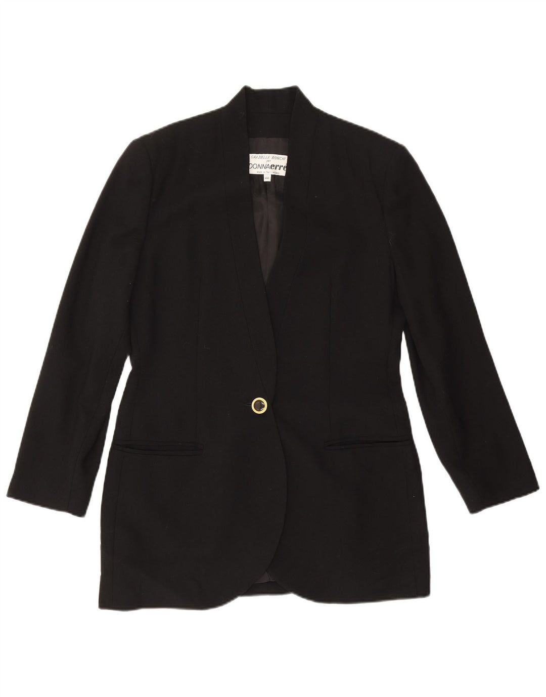 vintage Femme 1 Bouton Blazer Veste IT 44 Moyen Noir