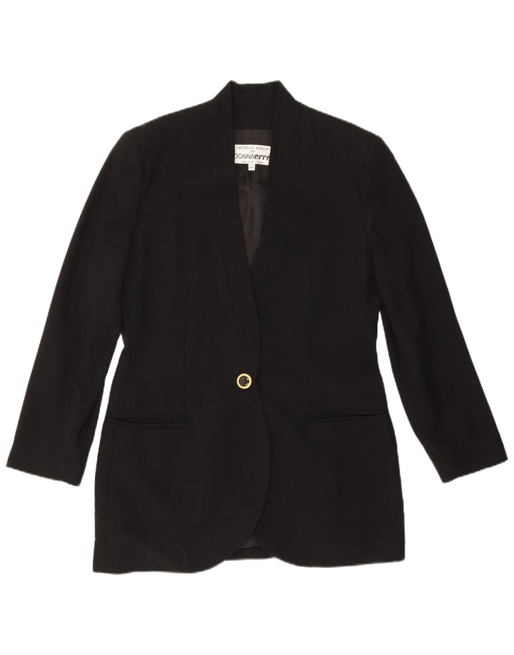 vintage Femme 1 Bouton Blazer Veste IT 44 Moyen Noir