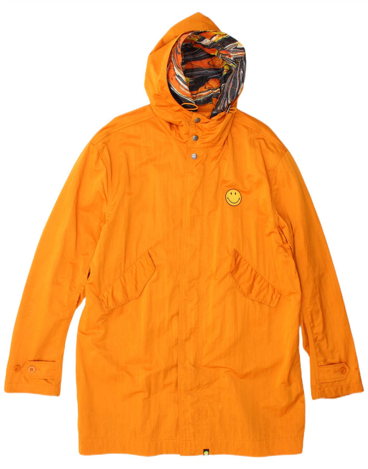 Pretty Green Manteau imperméable à capuche Smiley pour homme UK 40 Large Orange Polyester