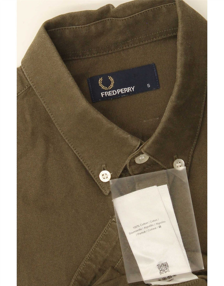 Fred Perry Chemise à manches courtes pour homme Coupe droite Petit coton vert