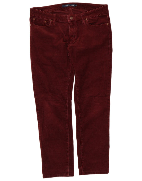 Ralph Lauren Pantalon slim en velours côtelé pour femme US 12 Large W34 L27 Bordeaux