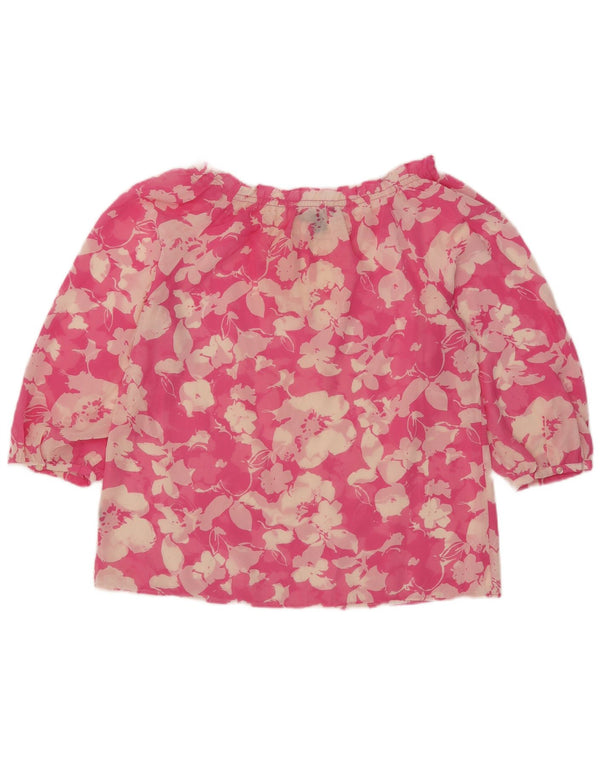 Chaps Chemisier transparent à manches 3/4 pour femme UK 46, grand motif floral rose