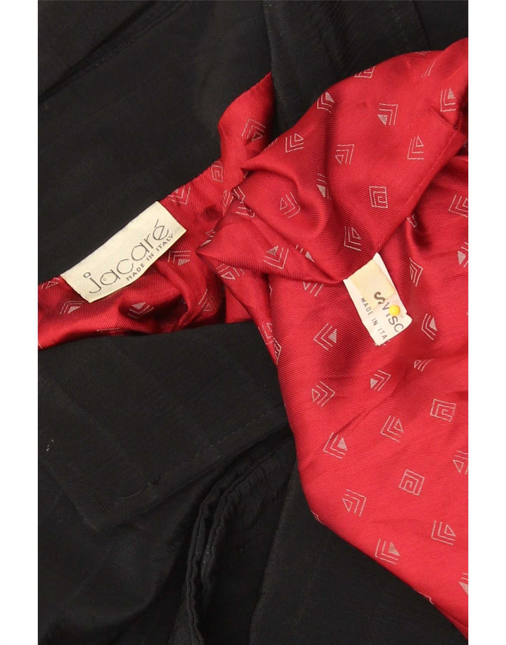 vintage Femmes Surdimensionné Double Breasted Blazer Veste UK 10 Petit Noir