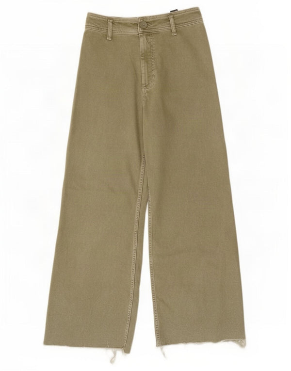 Zara Jean taille haute à jambe large pour femme EU 40 Medium W30 L29 Coton kaki