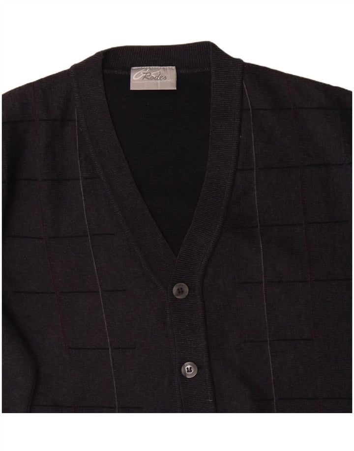 RODES Cardigan pour homme en laine à carreaux gris