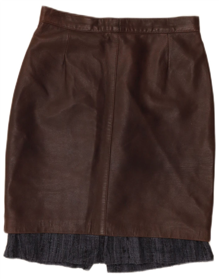jupe en cuir femme vintage W28 Cuir marron moyen