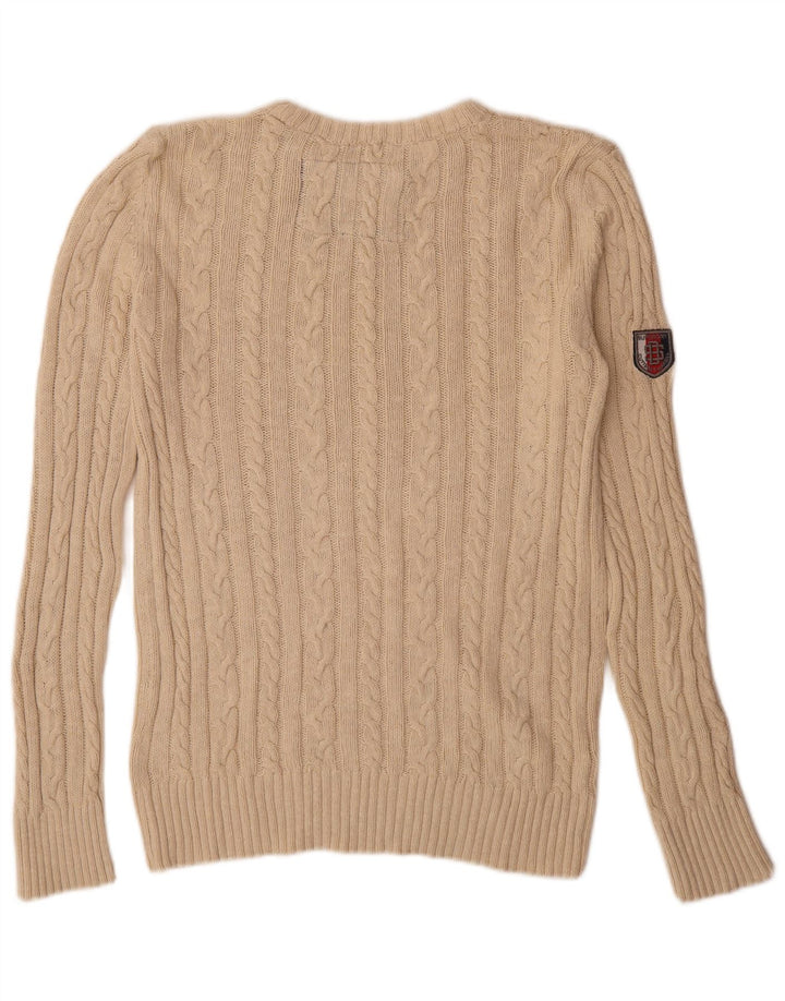 Superdry Pull à col rond pour homme Petit coton beige