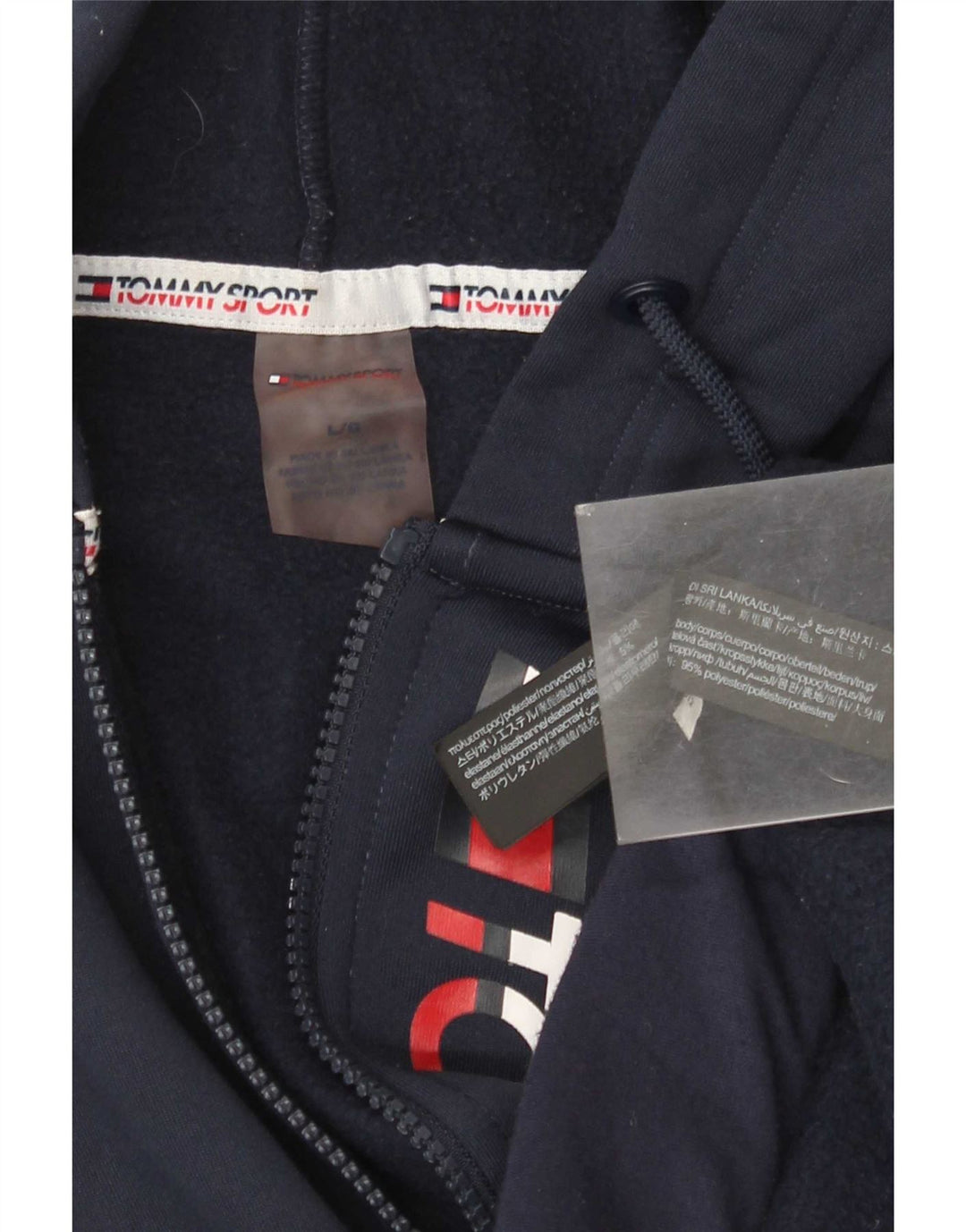 Tommy Hilfiger Pull à capuche zippé graphique pour hommes Grand bleu marine Polyester